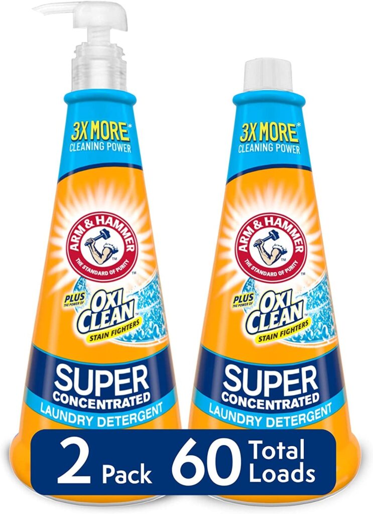 Arm & Hammer Plus Oxiclean Super Concentrated 60 Loads Liquid Laundry Detergent, Fresh, 15.27 Fl Oz (Pack of 2)