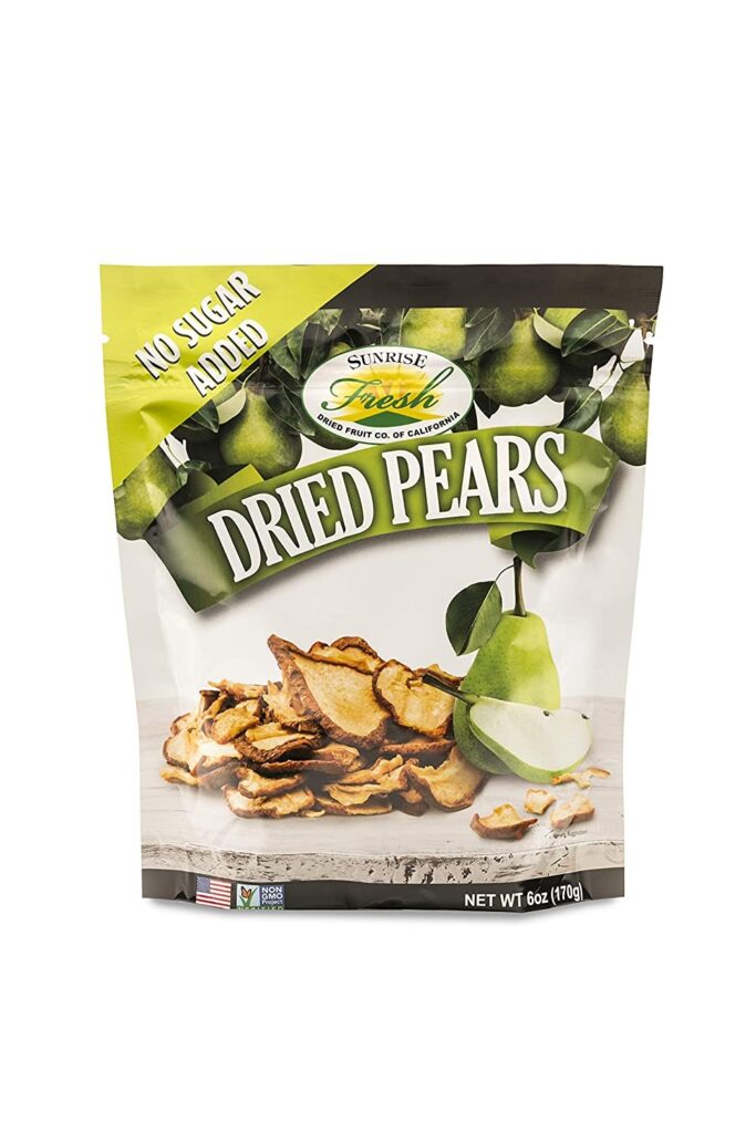Dried California Pears, Unsweetened, No added sugar, Sunrise Fresh Dried Fruit Co.